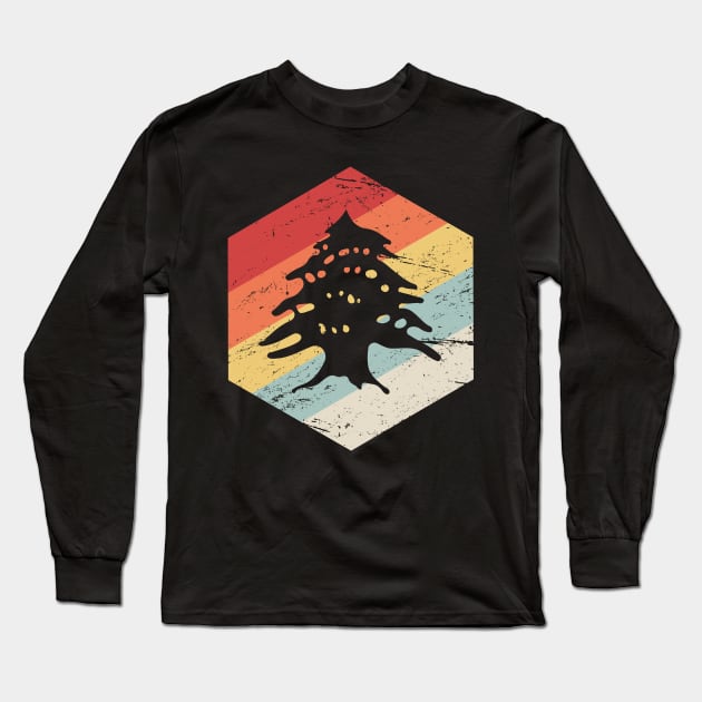 Retro Lebanon Cedar | Lebanese Graphic Long Sleeve T-Shirt by MeatMan